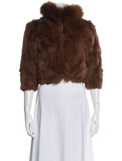 Pre-owned Dena Fur Faux Fur Jacket In Brown