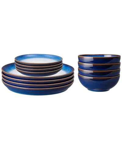 Denby Blue Haze 12-pc Dinnerware Set, Service For 4 In Blue,white