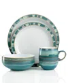 Denby Dinnerware, Azure Coast 4-piece Place Setting In Teal,white