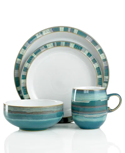 Denby Dinnerware, Azure Coast 4-piece Place Setting In Teal,white