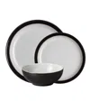 Denby Elements 12 Piece Set, Service For 4 In White,black