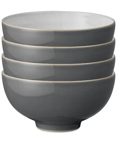 Denby Elements Collection Stoneware Rice Bowls, Set Of 4 In Dark Grey