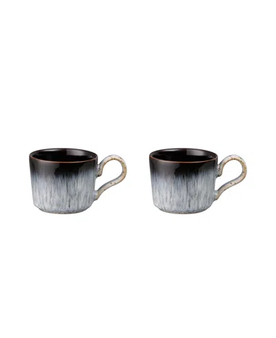 Denby Halo Brew Set Of 2 Espresso Cups, Service For 2 In Black,blue