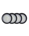 Denby Halo Coupe Set Of 4 Medium Plates In Black,blue