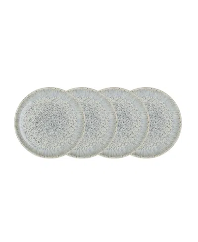 Denby Halo Speckle Set Of 4 Medium Plates In Blue,gray