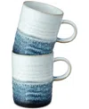 Denby Kiln By  Collection Ridged Stoneware Mugs, Set Of 2 In Blue