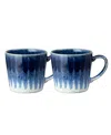 Denby Studio Blue Accent Set Of 2 Mugs, Service For 2 In Blue Accent