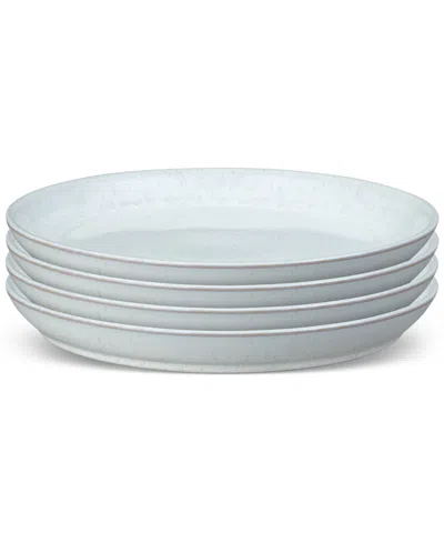 Denby White Speckle Stoneware Coupe Dinner Plates, Set Of 4