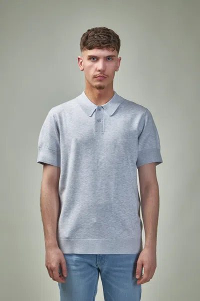 Denham Eaton Knitted Polo In Grey