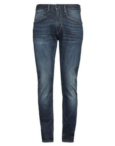 Denham Man Jeans Blue Size 33w-34l Organic Cotton, Recycled Polyester, Elastane, Cowhide
