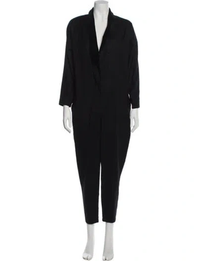 Pre-owned Deni Cler V-neck Jumpsuit In Black