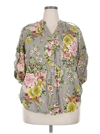 Pre-owned Denim 24/7 3/4 Sleeve Blouse In Gray