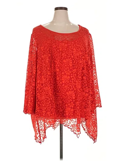 Pre-owned Denim 24/7 3/4 Sleeve Blouse In Red