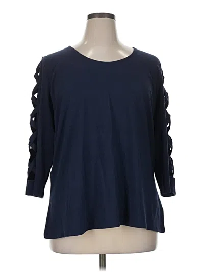 Pre-owned Denim 24/7 3/4 Sleeve Top Blue Boatneck Tops