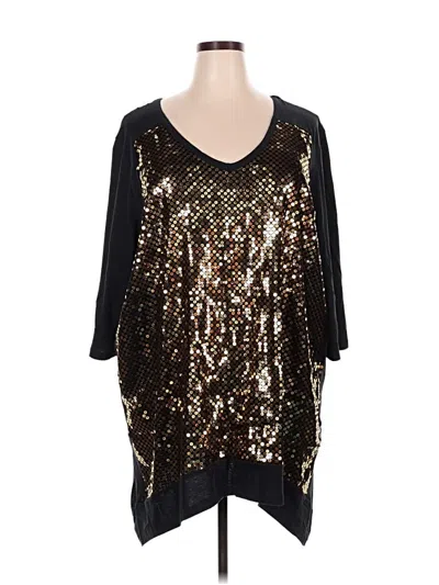 Pre-owned Denim 24/7 3/4 Sleeve Top Gold V Neck Tops