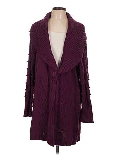 Pre-owned Denim 24/7 Cardigan Sweater In Burgundy