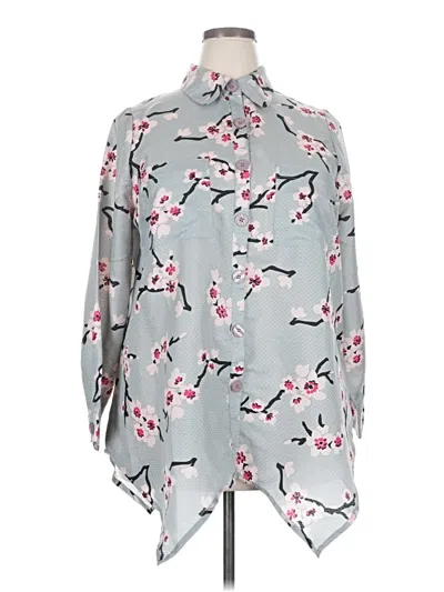 Pre-owned Denim 24/7 Long Sleeve Blouse In Gray