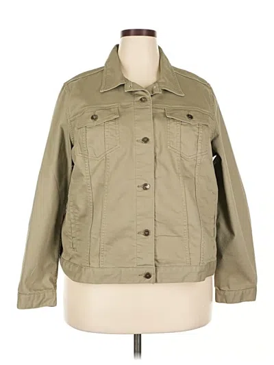 Pre-owned Denim 24/7 Long Sleeve Top Tan Collared Neckline Tops In Brown