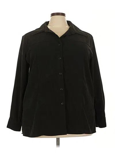Pre-owned Denim & Co 3/4 Sleeve Button Down Shirt In Black