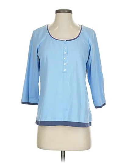 Pre-owned Denim & Co 3/4 Sleeve Top Blue Scoop Neck Tops