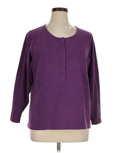 Pre-owned Denim & Co 3/4 Sleeve T-shirt In Purple