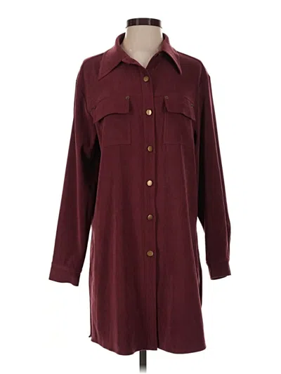 Pre-owned Denim & Co Coat In Burgundy