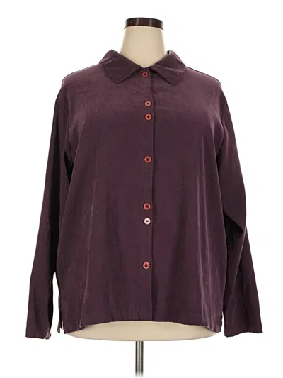 Pre-owned Denim & Co Long Sleeve Blouse In Burgundy