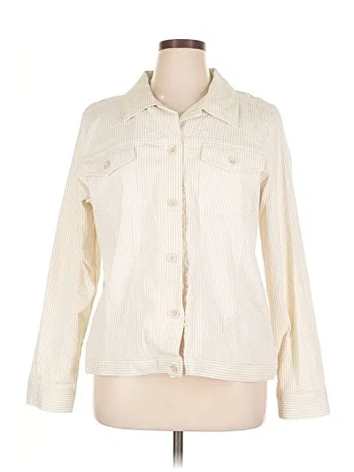 Pre-owned Denim & Co Long Sleeve Blouse In White