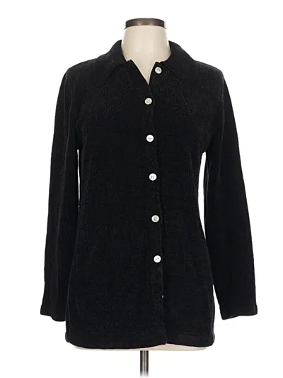 Pre-owned Denim & Co Long Sleeve Button Down Shirt In Black