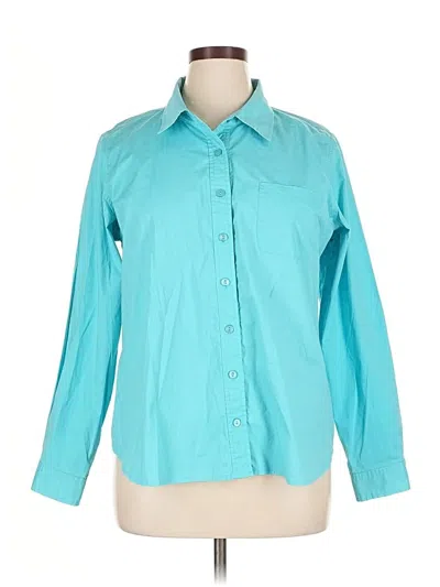 Pre-owned Denim & Co Long Sleeve Button Down Shirt In Blue