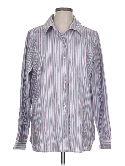 Pre-owned Denim & Co Long Sleeve Button Down Shirt In Silver