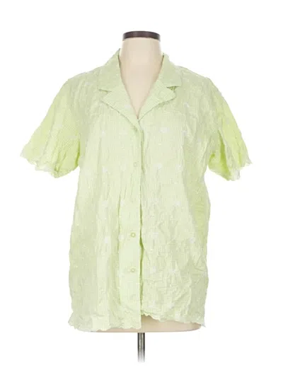 Pre-owned Denim & Co Short Sleeve Blouse In Green