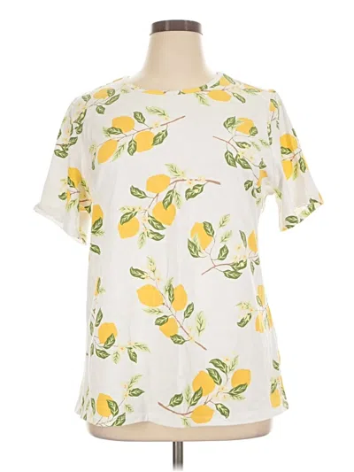Pre-owned Denim & Co Short Sleeve T-shirt In Yellow
