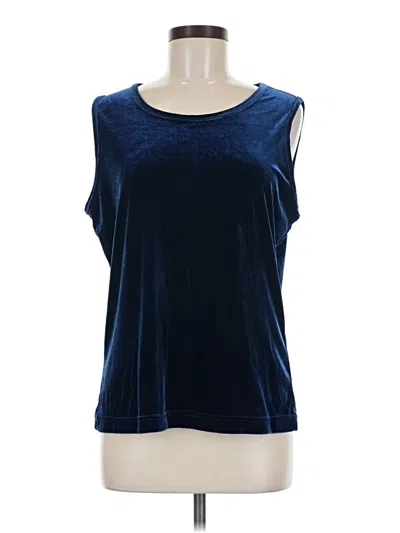 Pre-owned Denim & Co Sleeveless Top Blue Scoop Neck Tops