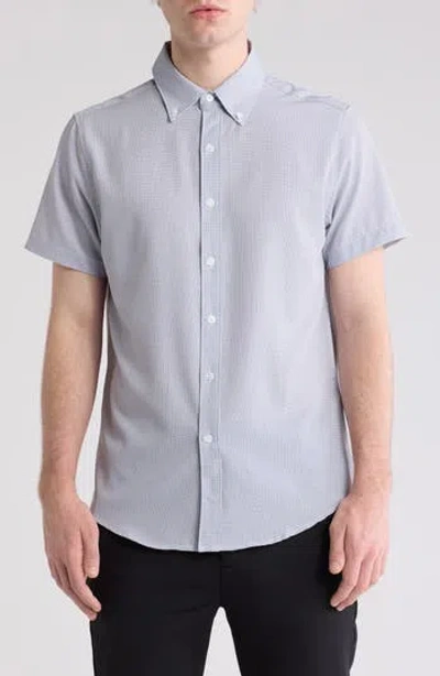 Denim And Flower Black Square Short Sleeve Button-up Tech Shirt In White Black