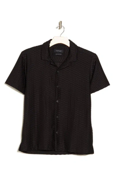 Denim And Flower Bold Texture Camp Shirt In Black
