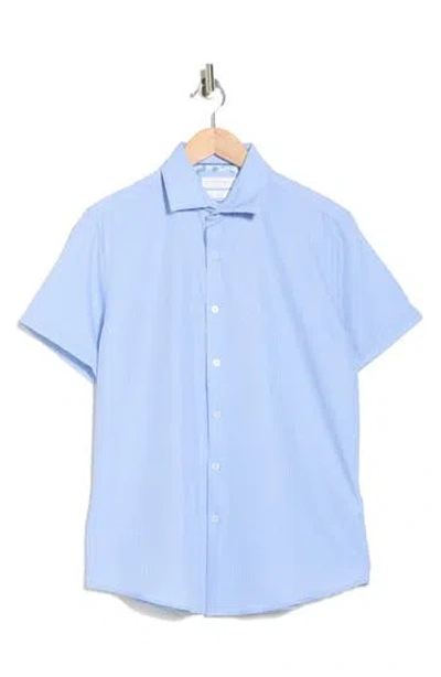 Denim And Flower Button-up Shirt In Blue