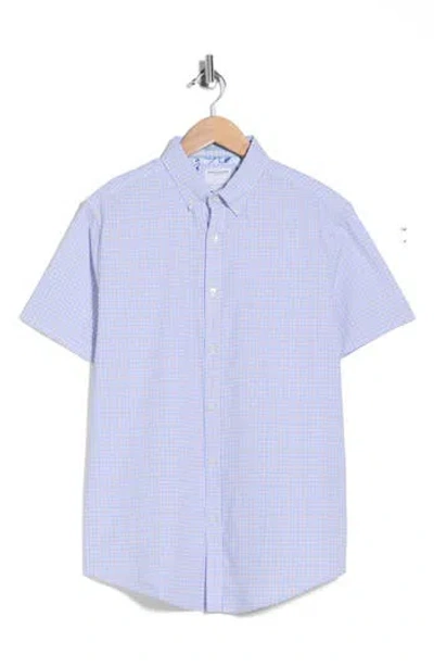 Denim And Flower Check Print Button-down Shirt In Blue