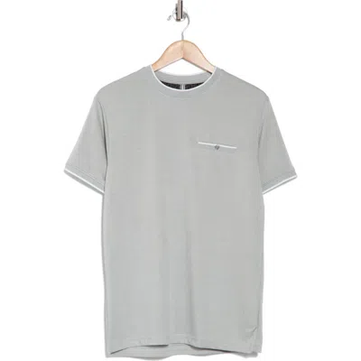 Denim And Flower Chest Pocket T-shirt In Gray