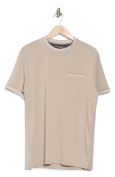 Denim And Flower Chest Pocket T-shirt In Sand