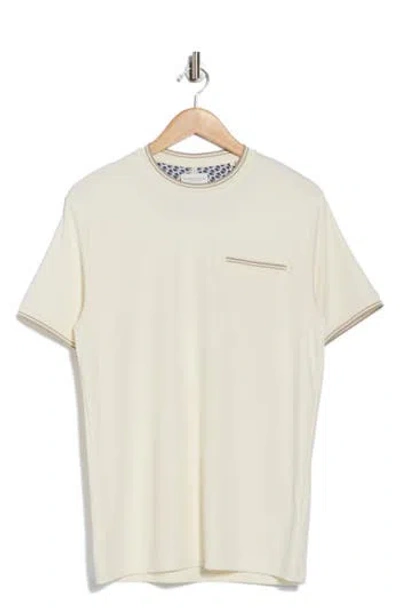 Denim And Flower Chest Pocket T-shirt In Neutral