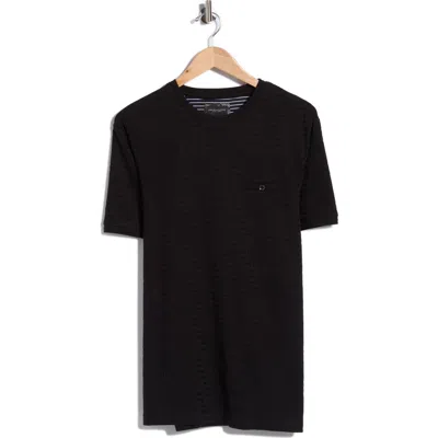 Denim And Flower Chevron Textured Crewneck Pocket T-shirt In Black