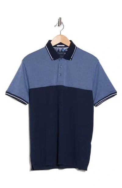 Denim And Flower Colorblock Polo Shirt In Navy