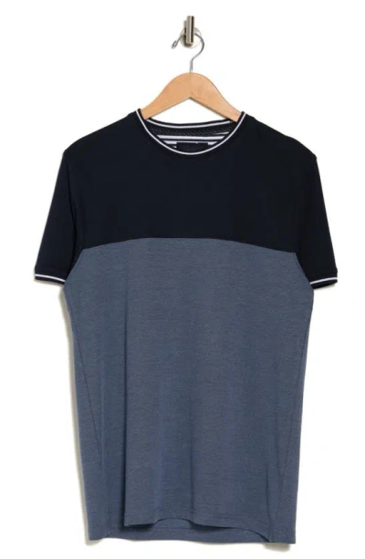 Denim And Flower Colorblock T-shirt In Navy