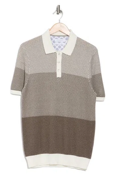 Denim And Flower Colorblock Textured Cotton & Modal Polo Sweater