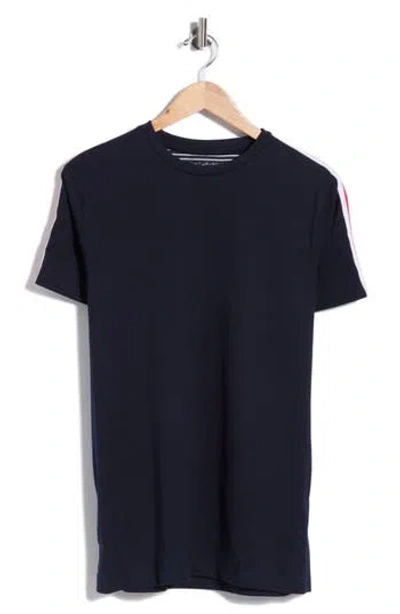 Denim And Flower Contrast Tape Knit T-shirt In Blue