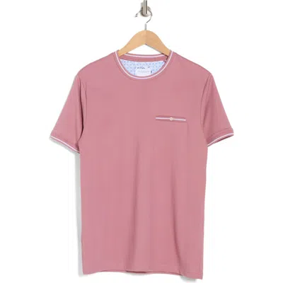 Denim And Flower Contrast Tipping Short Sleeve T-shirt In Pink