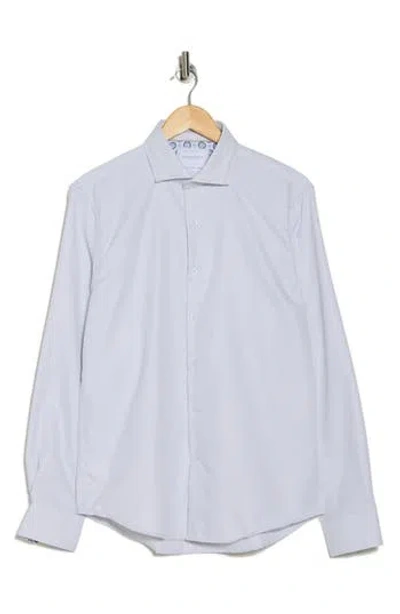 Denim And Flower Dobby Dress Shirt In White/grey