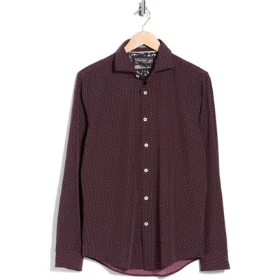Denim And Flower Dot Print Button-up Shirt In Animal Print