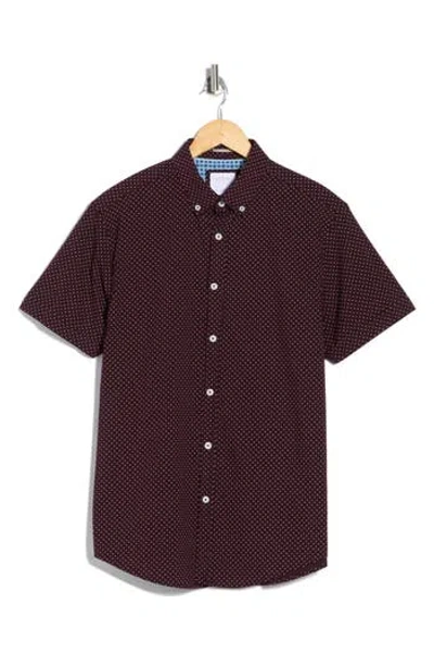 Denim And Flower Dot Print Short Sleeve Button-down Shirt In Multi